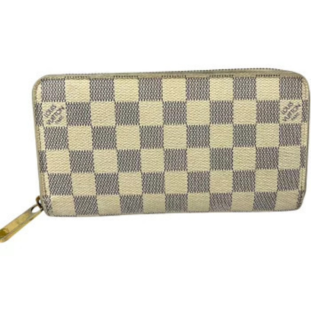 LOUIS VUITTON Damier Azur White Zippy Wallet Long White